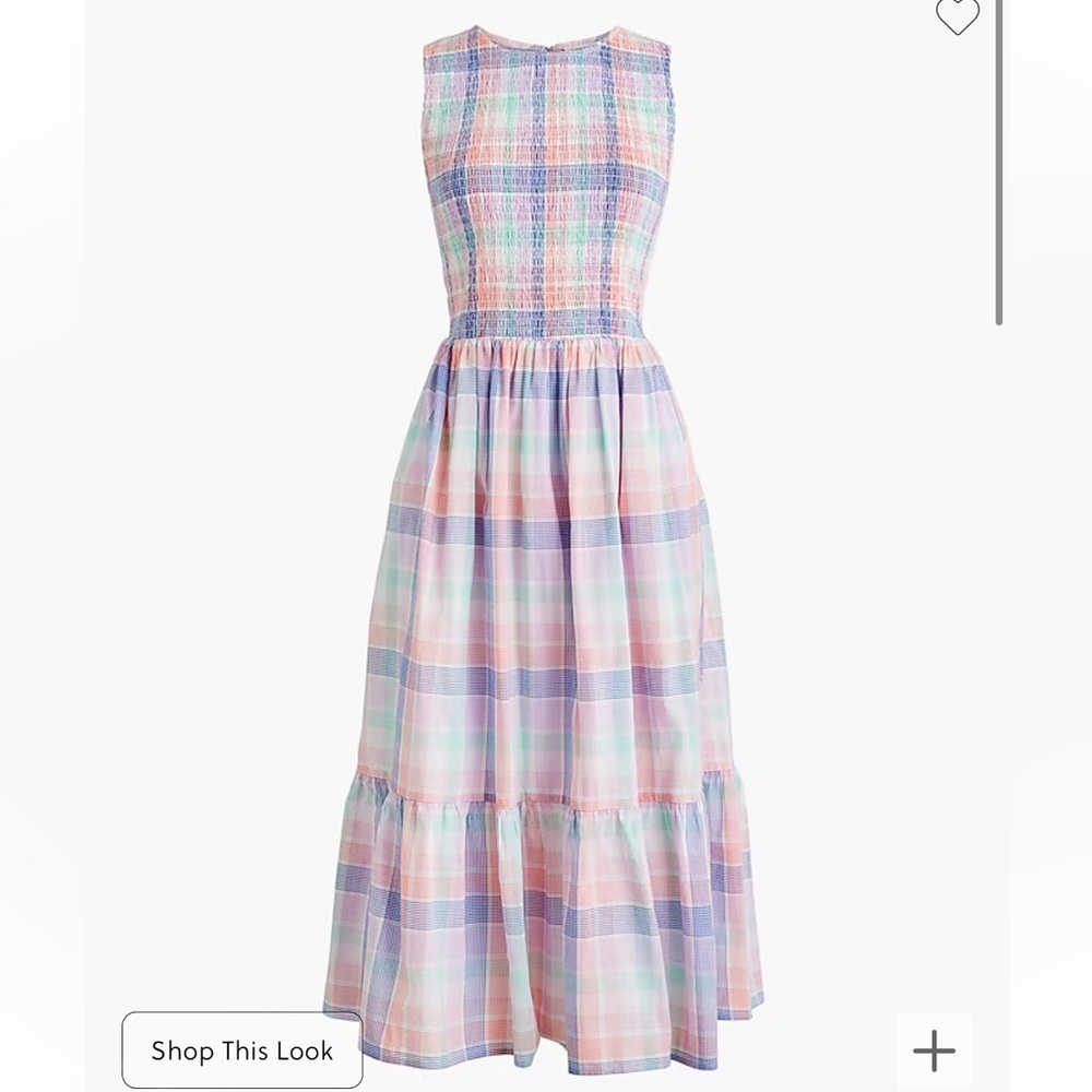 Plaid Smocked Midi Dress